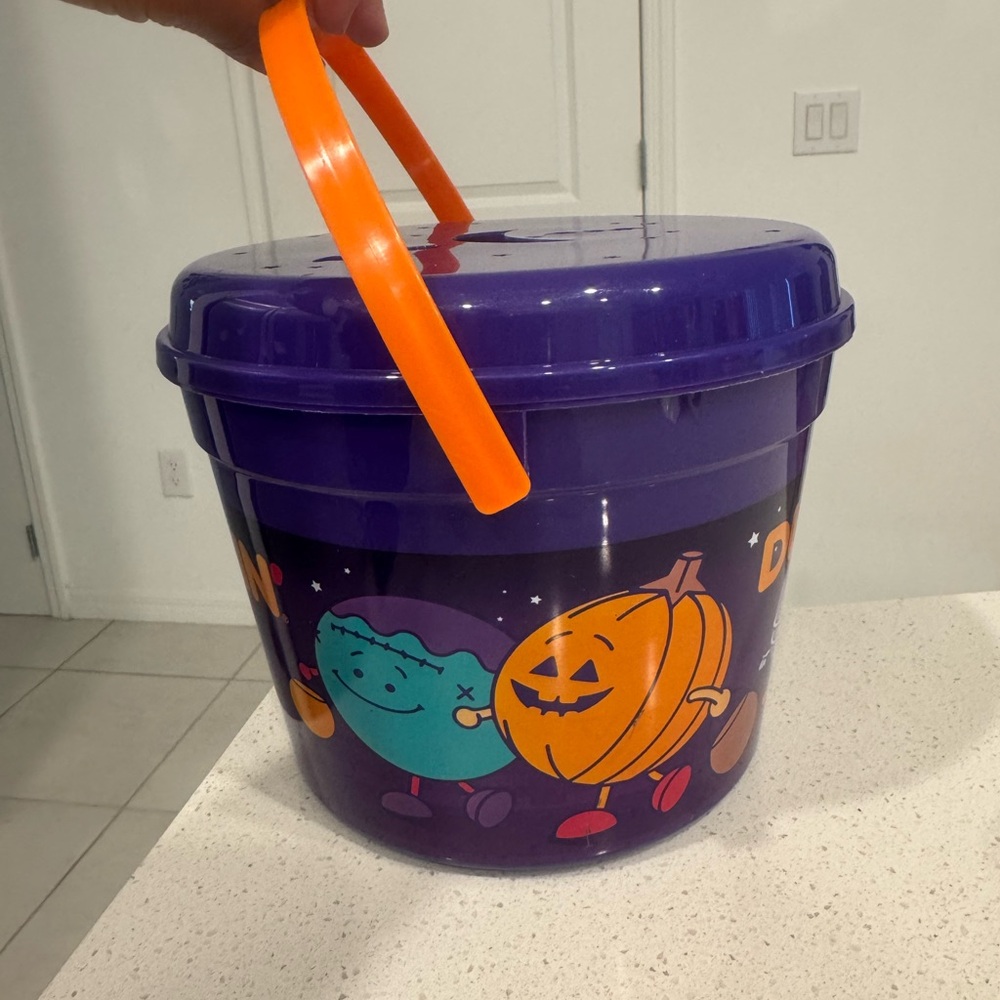 Purple Halloween Bucket with Orange Handle